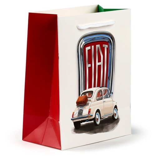 Fiat Fiat 500 Retro Rood & Wit - Geschenktasje Medium