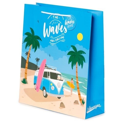 Volkswagen Blauwe VW T1 Bus Cadeautasje The Waves are Calling– XL