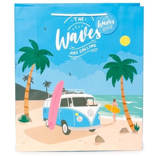Volkswagen Blauwe VW T1 Bus Cadeautasje The Waves are Calling– XL