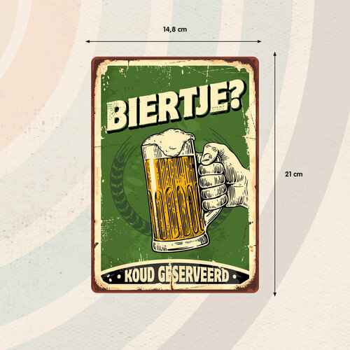 Metallschild Biertje 14,8 x 21 cm