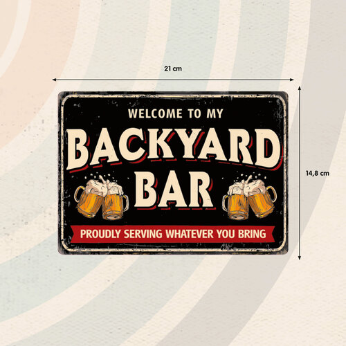 Metallschild Backyard Bar 21x14,8 cm
