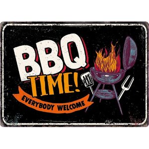 Metalen bord BBQ Time 21x14,8 cm