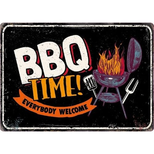 Metalen bord BBQ Time 21x14,8 cm