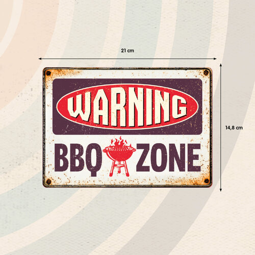 Metallschild BBQ Zone Warning (h) 21x14,8 cm