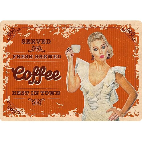 Metalen bord Coffee 21x14,8 cm