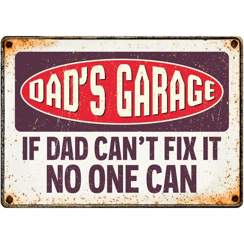 Metalen bord Dad's Garage (h) 21x14,8 cm