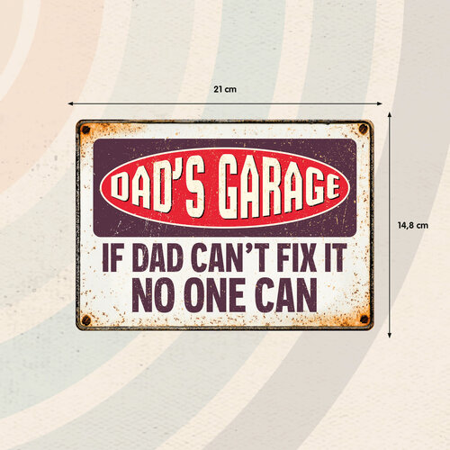 Metalen bord Dad's Garage (h) 21x14,8 cm