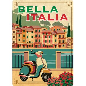 Metalen bord Vespa Bella Italia 14,8x21 cm