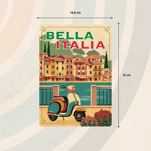 Metallschild Vespa Bella Italia14,8x21 cm