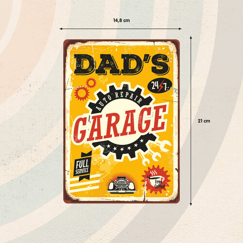 Metallschild Dad's Garage Auto Repair 14,8x21 cm