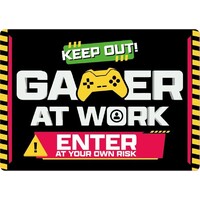 Metalen bord Keep out Gamer at Work 21x14,8 cm