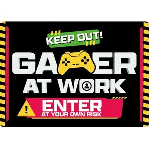Metallschild Keep out Gamer at Work 21x14,8 cm