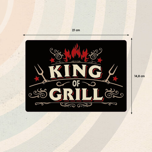 Metallschild King of Grill 21x14,8 cm
