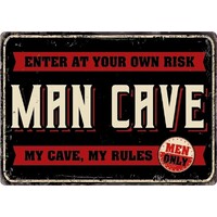 Metallschild Man Cave My Rules 21x14,8 cm