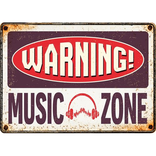 Metallschild Music Zone 21x14,8 cm