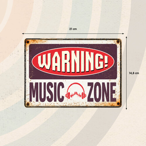 Metallschild Music Zone 21x14,8 cm