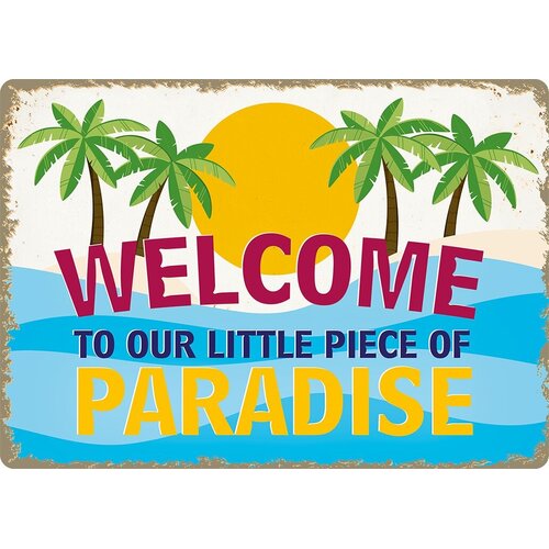 Metallschild Piece Of Paradise Beach 21x14,8 cm