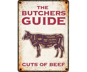 Metallschild The Butchers Guide 14,8x21 cm kopen v.a. €8,95