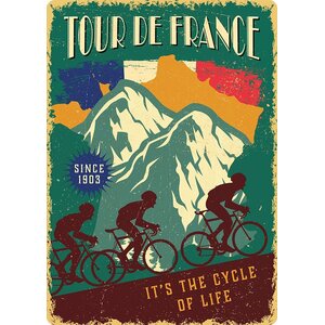 Metalen bord Tour de France 14,8x21 cm