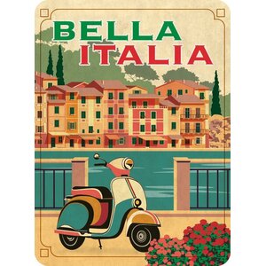 Metalen magneet Vespa Bella Italia 5,5x7,5 cm