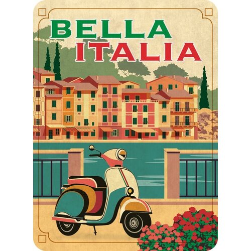 Metalen magneet Vespa Bella Italia 5,5x7,5 cm