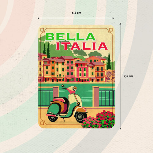 Metalen magneet Vespa Bella Italia 5,5x7,5 cm