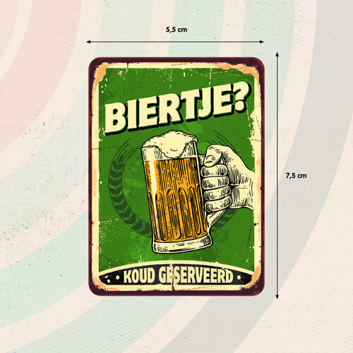 Metalen magneet Biertje 5,5x7,5 cm