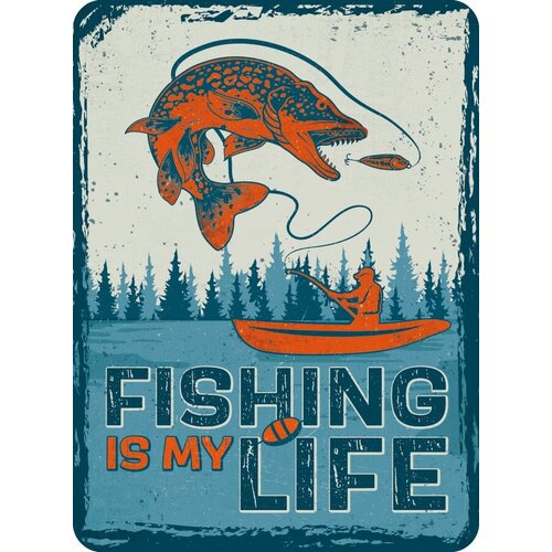 Metalen magneet Fishing Is My Life 5,5x7,5 cm