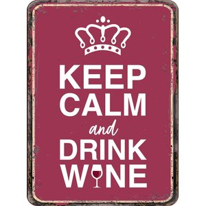 Metalen magneet Keep Calm Drink Wine 5,5x7,5 cm