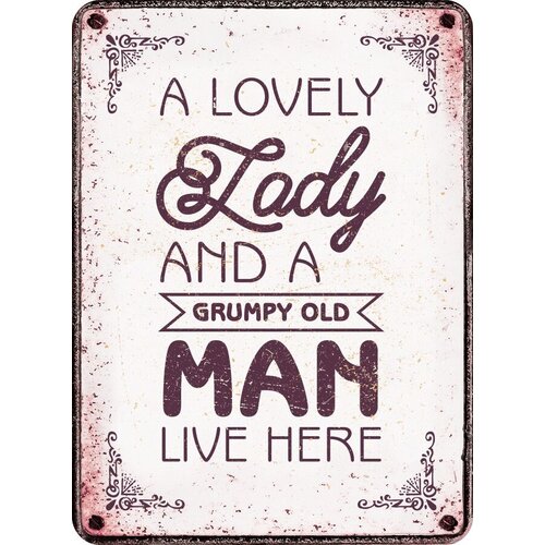 Metalen magneet A Lovely Lady and a Grumpy Old Man 5,5x7,5 cm
