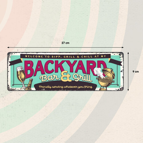 Metallschild Backyard Bar & Grill 27x9 cm
