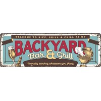 Metallschild Backyard Bar & Grill 27x9 cm