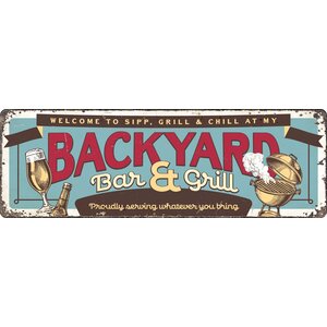 Metallschild Backyard Bar & Grill 27x9 cm