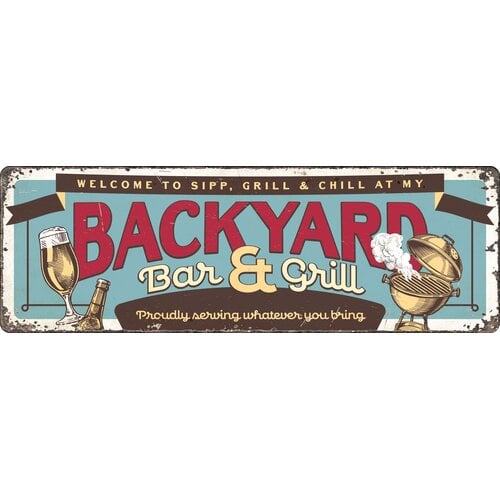 Metalen bord Backyard Bar & Grill 27x9 cm