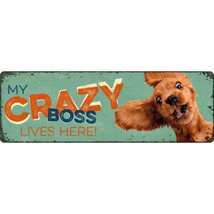 Metallschild My Crazy Boss Lives Here! 27x9 cm