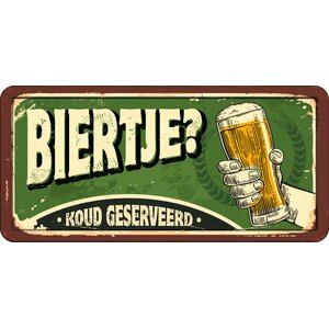 Metallschild Biertje Koud Geserveerd 31,8x15,2 cm