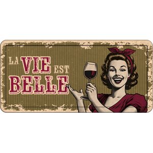 Metalen bord La Vie Est Belle 31,8x15,2 cm Metalen bord La Vie Est Belle 31,8x15,2 cm