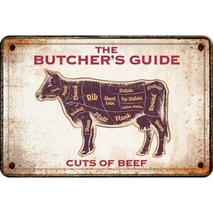 Metallschild The Butcher's Guide Cuts of Beef 30x20 cm