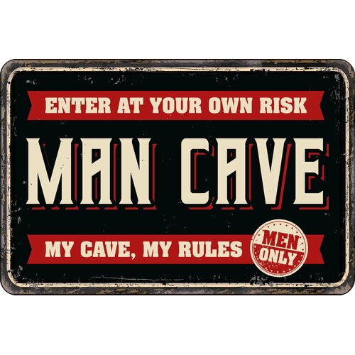 Metalen bord Man Cave Enter at Your Own Risk 30x20 cm