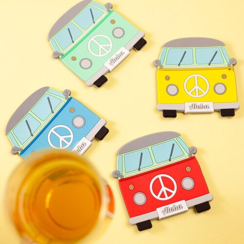 Volkswagen Bus PVC onderzetters set van 4