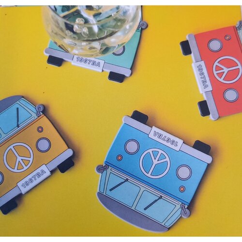 Volkswagen Bus PVC onderzetters set van 4