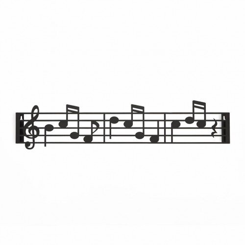 Wandhaak muzieknoten kapstok-music-zwart