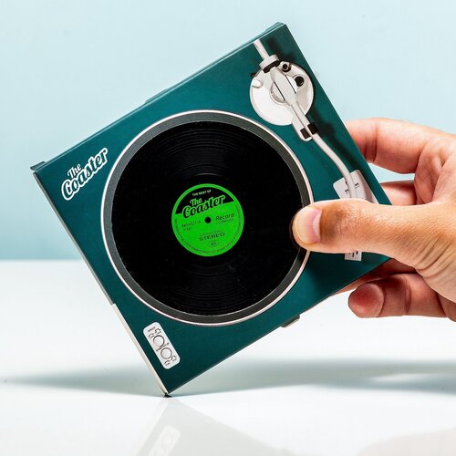 Set van 4 Vinyl Silicone onderzetters in de vorm van een elpee