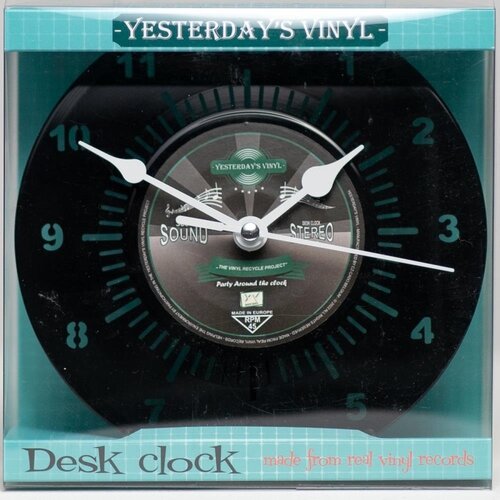 Vinyl Party Around the Clock Vinylplaat bureauklok zwart label Vinyl Party Around the Clock Vinylplaat bureauklok zwart label