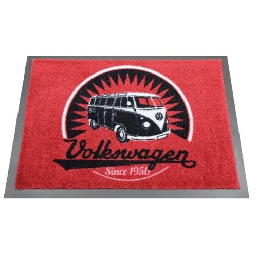 Volkswagen Volkswagen T1 rode deurmat met het VW logo Volkswagen Volkswagen T1 rode deurmat met het VW logo