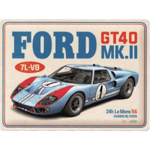Ford Ford GT40 24H Le Mans 1966 Metallwandteller 30x40 cm Ford Ford GT40 24H Le Mans 1966 Metallwandteller 30x40 cm