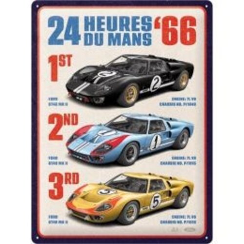 Ford Ford GT40 24H Le Mans 1966 Winners Metallwandteller 30x40 cm Ford Ford GT40 24H Le Mans 1966 Winners Metallwandteller 30x40 cm