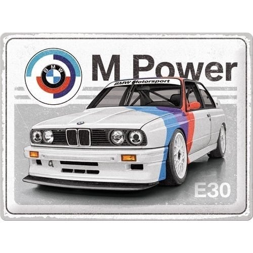 BMW BMW Motorsport M Power E30 metalen wandplaat 30x40 cm BMW BMW Motorsport M Power E30 metalen wandplaat 30x40 cm