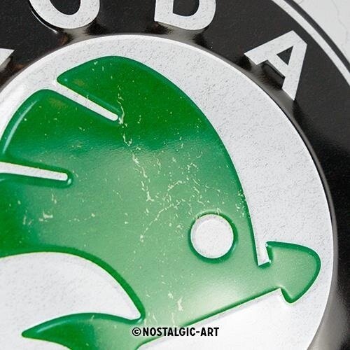 Skoda Auto Garage Green Metall-Wandschild in reliëf 30 x 40 cm