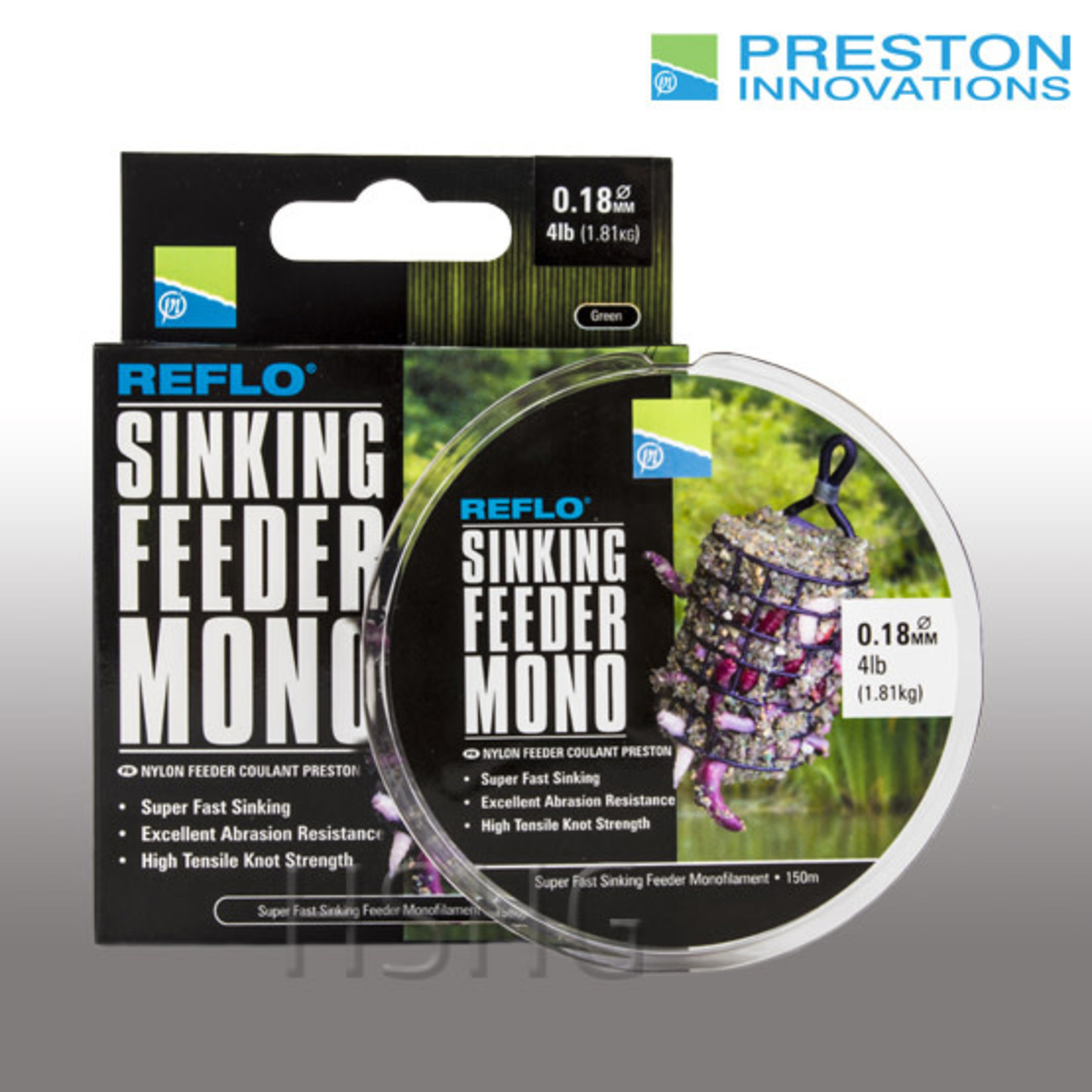 Preston innovations Preston Sinking Feeder Mono nylon vislijn groen